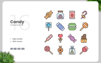 16 Candy Colored Icons Set