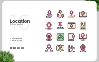 16 Location Colored Icons Set