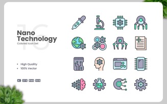 16 Nano Technology Colored Icons Set