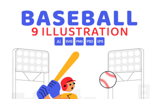 9 Baseball Player Sport Illustration