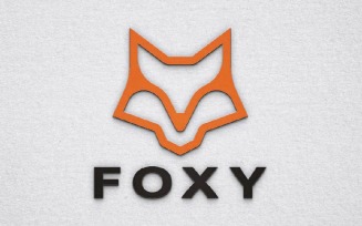 Fox Foxy Animal Head Mascot Line Logo Template