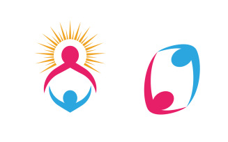 Human care group network and social logo design v.73