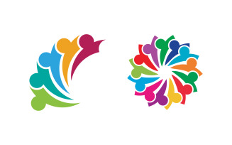 Human care group network and social logo design v.78