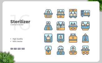 16 Sterilizer Colored Icons Set