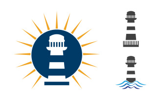Light house ocean vector icon illustration template design v.6