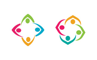 Human care group network and social logo design v.74