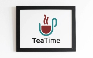 Aromatic Hot Tea Time Break Drink in Cup Logo Template