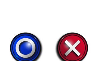 Blue and red game voting buttons, tic tac toe