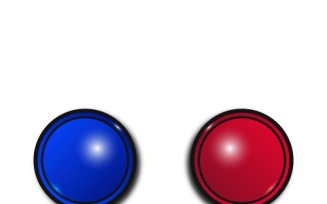 Blue and red round buttons with glares