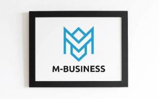 Blue M Letter Business Branding Arrow Abstract Line Logo Template