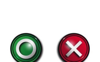 Green and red game voting buttons, tic tac toe
