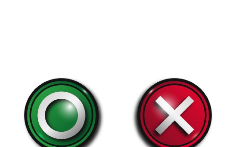 Green and red game voting buttons, tic tac toe Vector Graphic