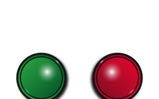 Green and red round buttons with glares
