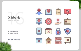 16 X Mark Colored Icons Set