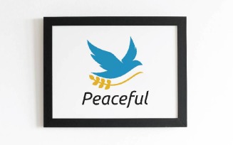 Peaceful Dove Pigeon Bird Animal Flying Wings with Paddy Logo Template