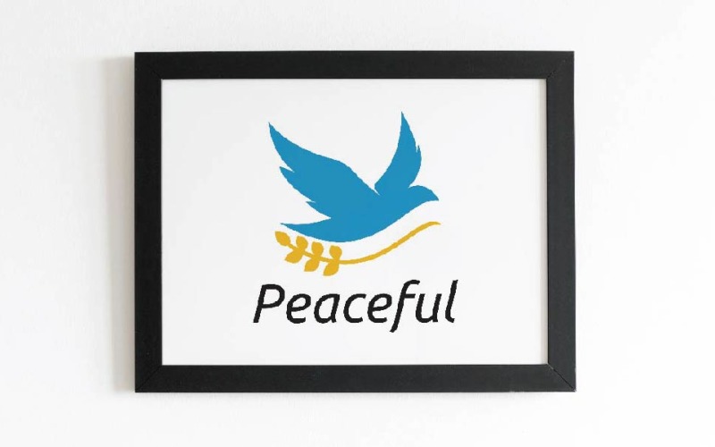 Peaceful Dove Pigeon Bird Animal Flying Wings with Paddy Logo Template