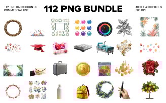 PNG Clipart Bundle 112+ Unique Elements Transparent Background - Creative PNG Elements Collection