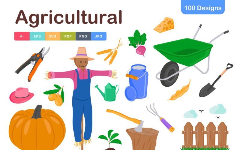 Agricultural Symbols Icon Pack – Essential Farm and Crop Icons Icon Set