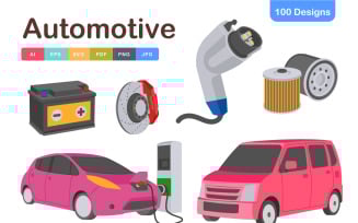 Automotive Icons Pack – Car Parts & Vehicle Symbols Vector Set