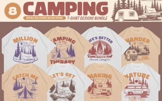 Camping T-shirt Designs Bundle