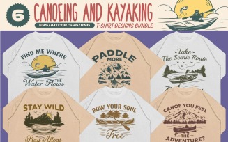 Canoeing and Kayaking T-shirt Designs Bundle