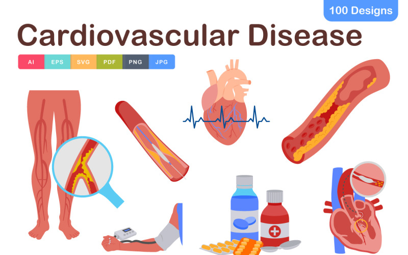 Cardiovascular Disease Icons Pack – Medical Heart Health & Diagnosis Symbols Icon Set
