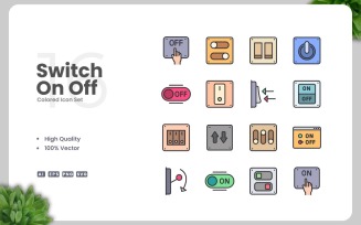 16 Switch On Off Colored Icons Set