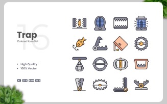 16 Trap Colored Icons Set