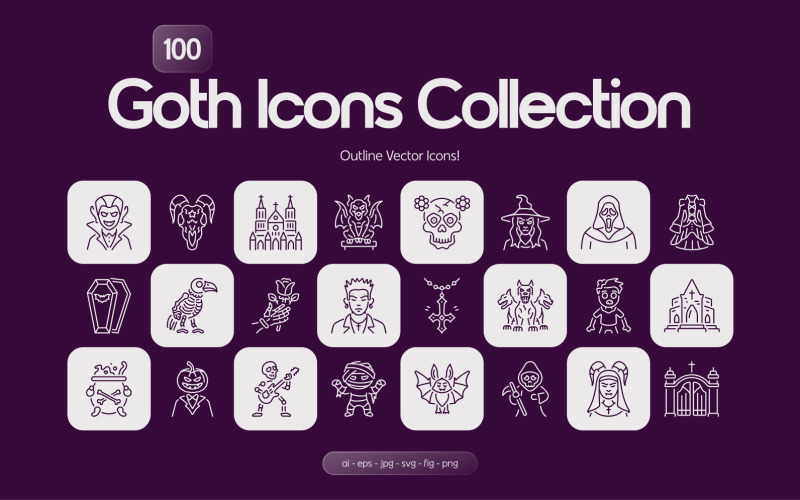 Modern Goth Icons Collection Icon Set