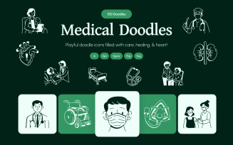 Modern Medical Doodles Set