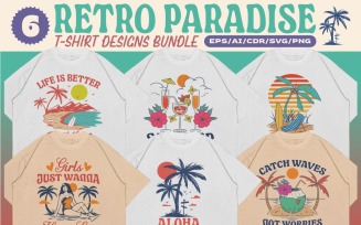 Retro Paradise T-shirt Designs Bundle