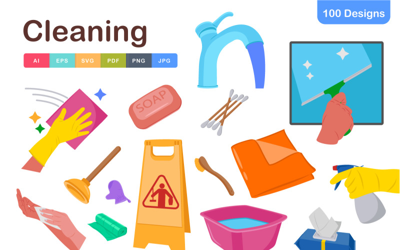 Cleaning Icons Pack – Household Chores and Hygiene Symbols Icon Set
