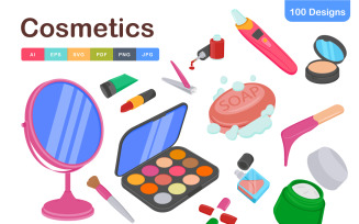 Cosmetics Icons Pack – Beauty & Skincare Essentials in Flat Vector Style