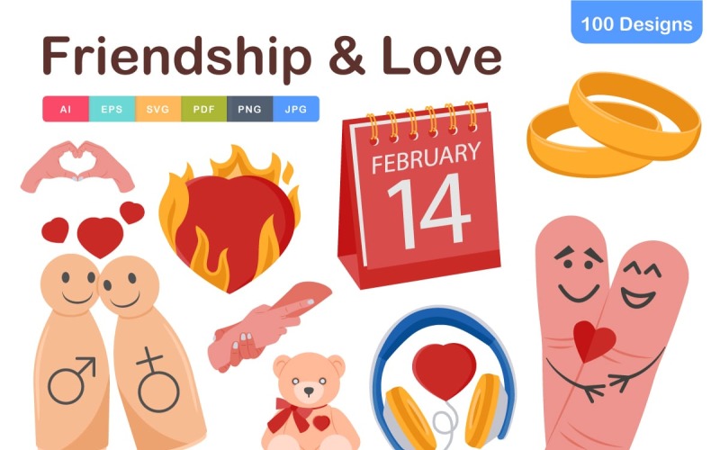 Friendship and Love Icons Pack – Heartwarming Symbols Icon Set