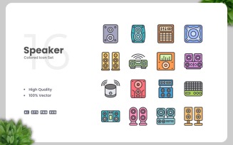 16 Speaker Colored Icons Set