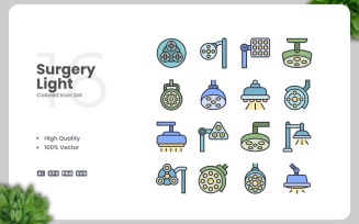 16 Surgery Light Colored Icons Set