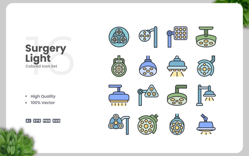 16 Surgery Light Colored Icons Set Icon Set