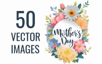 50 Happy Mothers Day for Gift Card Vector Images