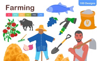 Premium Farming Icons Pack – Versatile Agriculture & Farm Vector Graphics