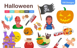 Spooky Halloween Icons Pack – 100+ Creepy & Cute Vector Graphics
