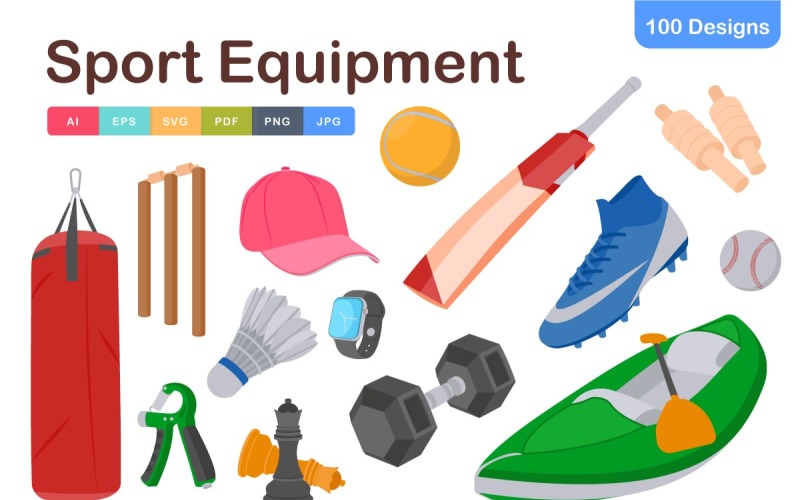 Sport Equipment Icons Pack – 100+ Athletic Gear and Fitness Vector Symbols Icon Set