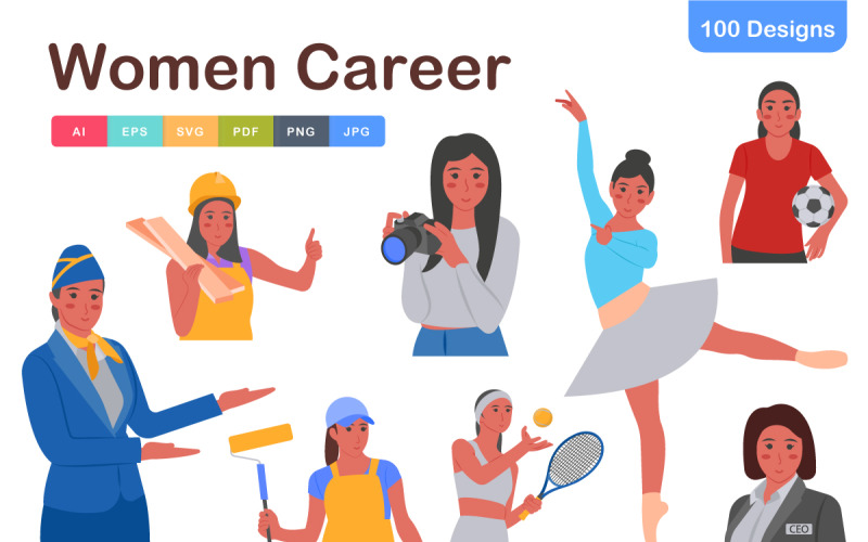 Women Career Icons Pack – Professional and Empowerment Symbol Collection Icon Set