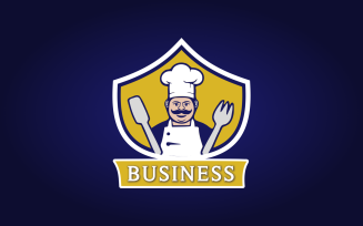 Cartoon Chef Mascot Logo Template