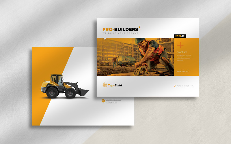 Construction Brochure Landscape Template Corporate Identity