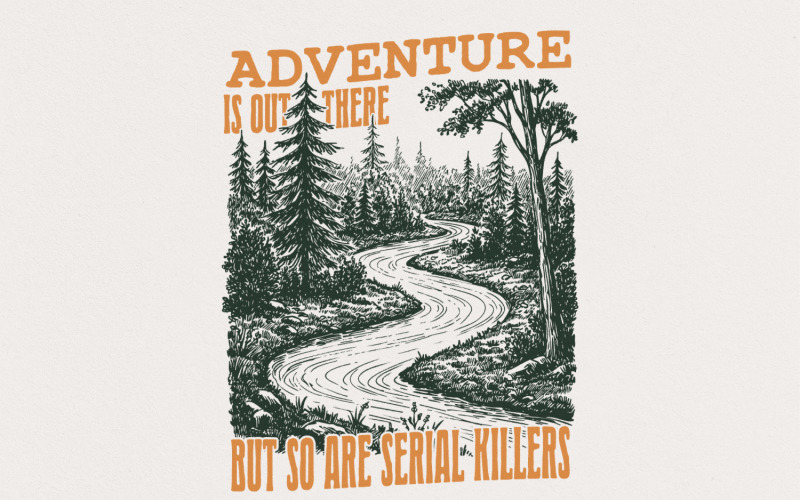 Funny Outdoors Forest Camping, Sublimation and Clipart PNG, Digital Instant Download, Adventure in Illustration