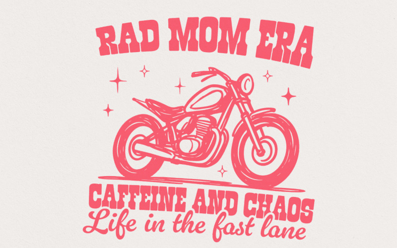 Rad Mom Era Png, Trendy Mom Shirt Png, Cool Mom Png, Caffeine and Chaos, Edgy Mom Sublimation Illustration
