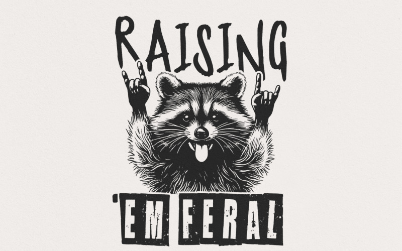 Raisin Em Feral PNG, Funny Opossum Png, Rock'n Feral Possum, Vintage Feral Mom, Wild Mom Life, Illustration