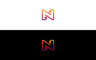 Futuristic Letter N Logo Design – Technology Tech Line N Logo Gradient Line Letter N Logo