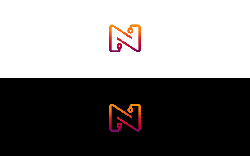 Futuristic Letter N Logo Design – Technology Tech Line N Logo Gradient Line Letter N Logo Logo Template
