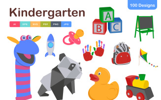 Kindergarten Icons Pack – Cute, Colorful & Editable Vector Set